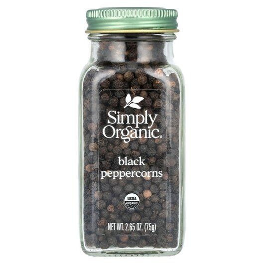 Основне фото товару Simply Organic, Black Peppercorns, Спеції, 75 г