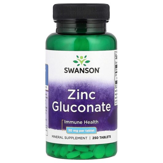 Основное фото товара Zinc Gluconate 30 mg Основное фото товара Swanson, Цинк Глюконат, Zinc Gluconate 30 mg, 250 таблеток