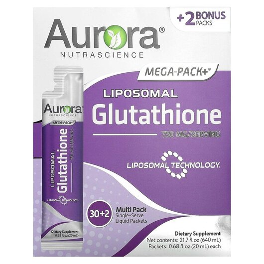 Основне фото товару Aurora Nutrascience, Mega-Pack+ Glutathione 750 mg, Глутатіон, 15