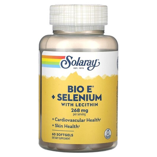 Основное фото товара Bio E + Selenium with Lecithin Основное фото товара Solaray, Лецитин, Bio E + Selenium with Lecithin, 60 капсул