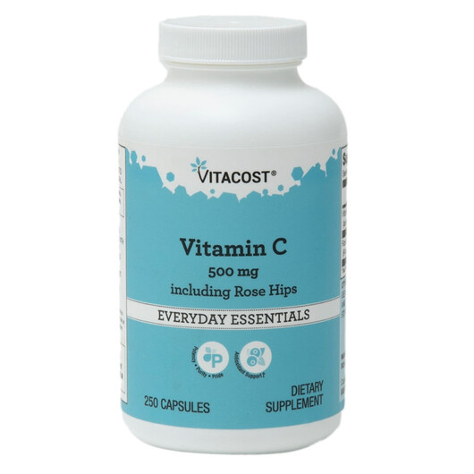 Основне фото товару Vitacost, Vitamin C 500 mg Including Rose Hips, Вітамін C, 250 ка