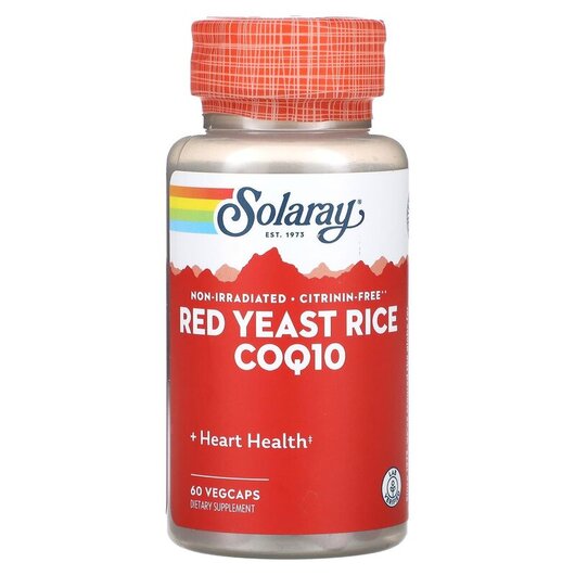 Основне фото товару Red Yeast Rice CoQ-10 Основне фото товару Solaray, Red Yeast Rice CoQ-10, Червоний дріжджовий рис, 60 капсу