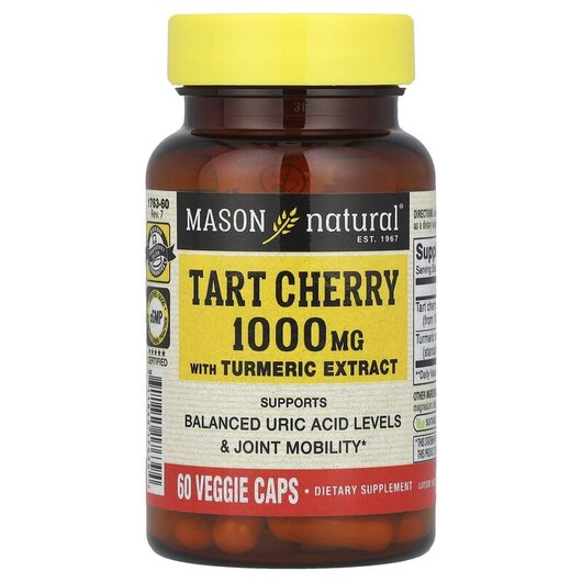 Основне фото товару Tart Cherry with Turmeric Extract 1000 mg, Екстракт вишні, 60 кап