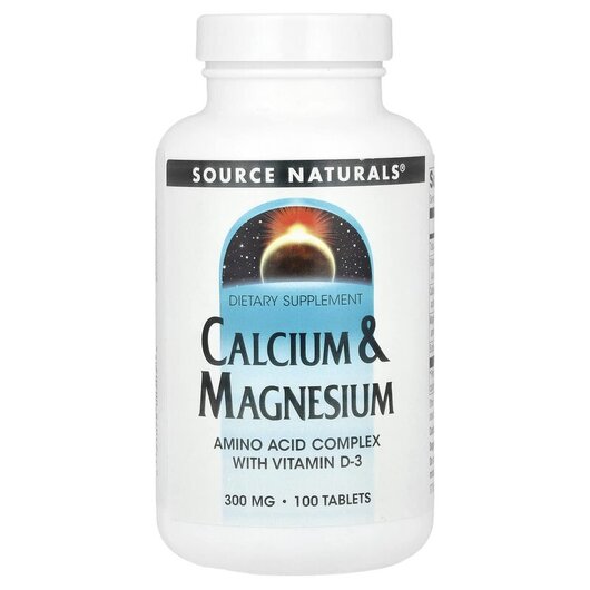 Основне фото товару Calcium & Magnesium Основне фото товару Source Naturals, Calcium & Magnesium, Кальцій, 100 таблеток