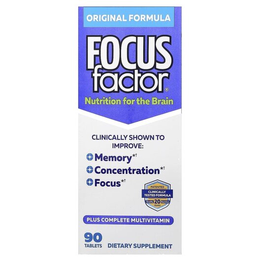 Основное фото товара Nutrition For The Brain Основное фото товара Focus Factor, Поддержка мозга, Nutrition For The Brain, 90 таблет