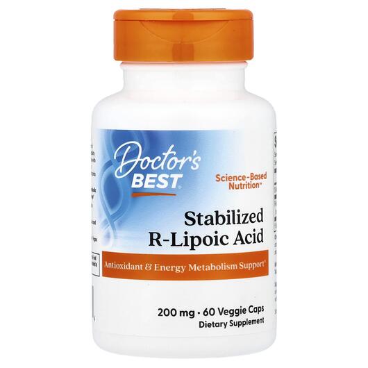 Основне фото товару Stabilized R-Lipoic Acid with BioEnhanced Na-RALA 200 mg Основне фото товару Doctor's Best, Stabilized R-Lipoic Acid, R-ліпоєва 200 мг, 6
