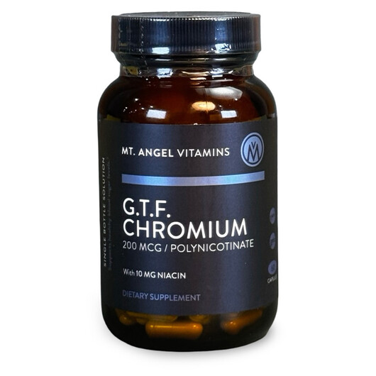 Основное фото товара G.T.F. Chromium Основное фото товара Mt. Angel Vitamin Company, Хром, G.T.F. Chromium, 60 капсул