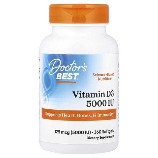 Основное фото товара Doctor's Best, Витамин D3, Vitamin D3 5000 IU, 360 капсул
