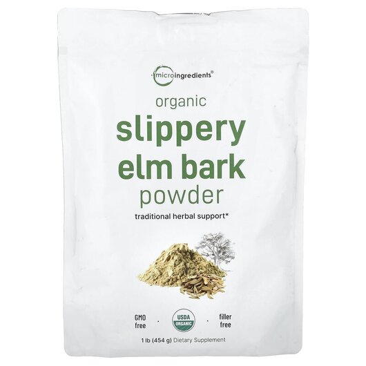 Основное фото товара Organic Slippery Elm Bark Powder Основное фото товара Скользкий вяз, Organic Slippery Elm Bark Powder, 454 г