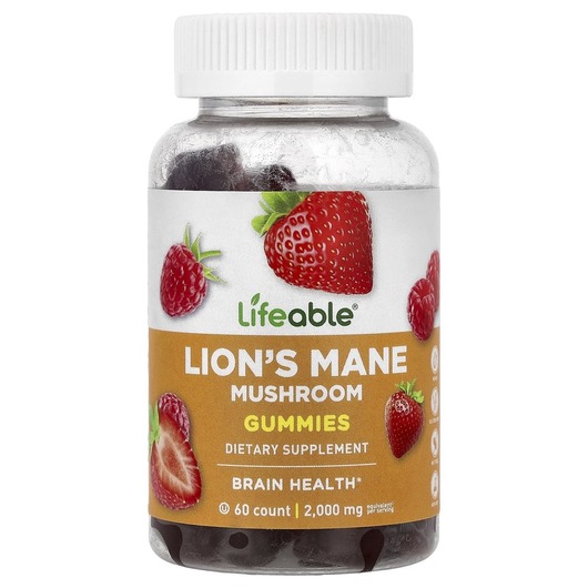 Основное фото товара Грибы Львиная грива, Lion's Mane Mushroom Gummies Berry, 60 