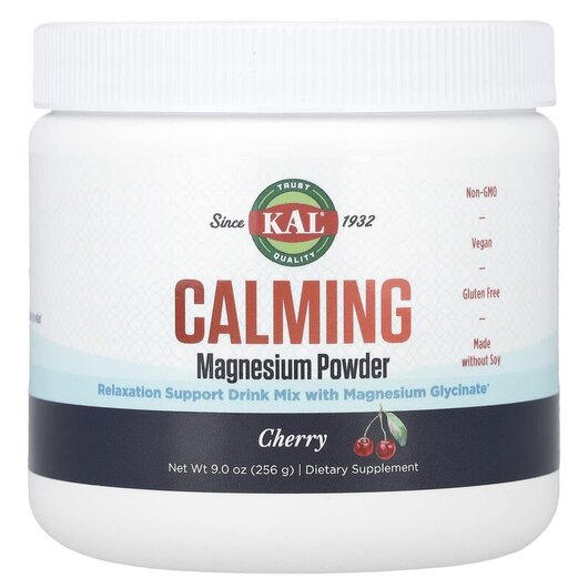Основне фото товару Calming Magnesium Powder Cherry Основне фото товару KAL, Calming Magnesium Powder Cherry, Магній, 256 г