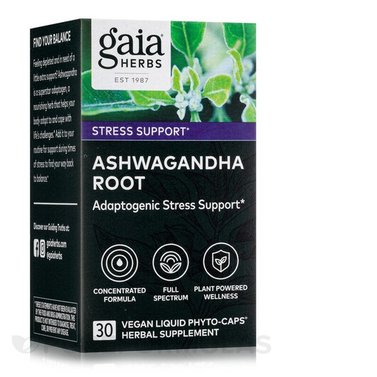 Основне фото товару Gaia Herbs, Ashwagandha Root, Ашваганда, 30 капсул