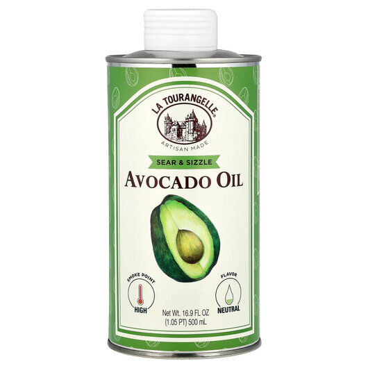Основне фото товару Sear & Sizzle Avocado Oil Основне фото товару La Tourangelle, Sear & Sizzle Avocado Oil, Олія авокадо, 500