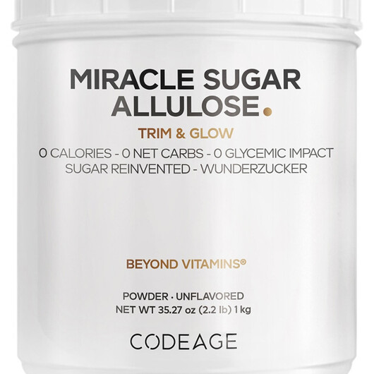 Основне фото товару Miracle Sugar Allulose Unflavored Основне фото товару Miracle Sugar Allulose Unflavored, Натуральний підсолоджувач, 100
