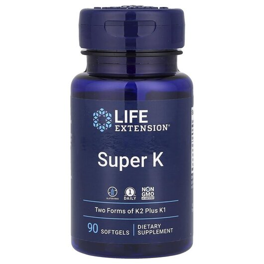 Основне фото товару Super K Основне фото товару Life Extension, Super K, Вітамін K Філохінон, 90 м'які капсу
