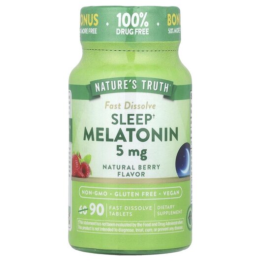 Основное фото товара Melatonin Natural Berry 5 mg Основное фото товара Nature's Truth, Мелатонин, Melatonin 5 mg, 90 таблеток