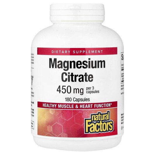 Основне фото товару Magnesium Citrate 150 mg Основне фото товару Natural Factors, Magnesium Citrate 150 mg, Магній Цитрат, 180 кап
