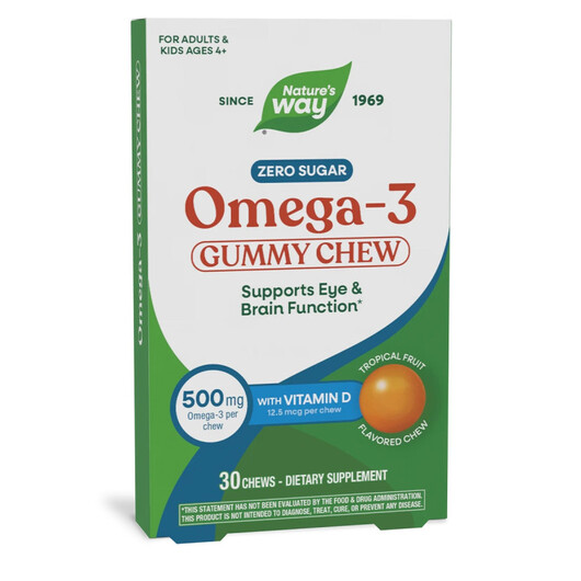 Основне фото товару Omega-3 Gummy Chews Zero Sugar Основне фото товару Nature's Way, Omega-3 Gummy Chews Zero Sugar, Омега 3, 30 та