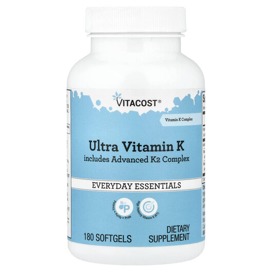 Основне фото товару Ultra Vitamin K Includes Advanced K2 Complex Основне фото товару Ultra Vitamin K Includes Advanced K2 Complex, Вітамін K2, 180 кап