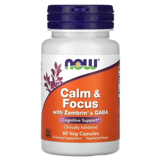 Основне фото товару Calm & Focus With Zembrin & GABA, Підтримка стресу, 60 ка