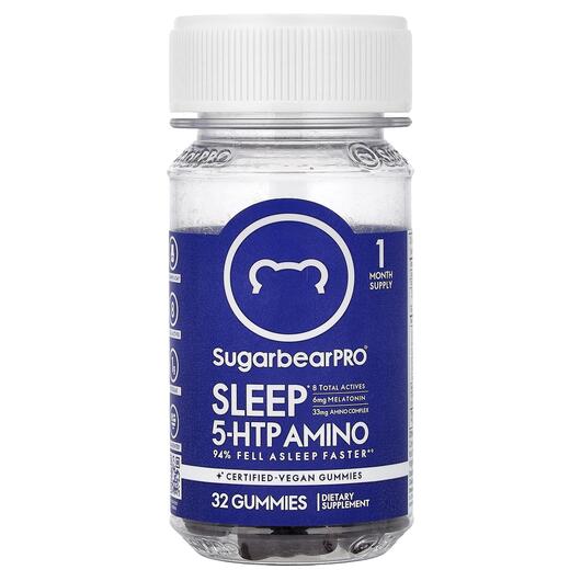 Основное фото товара Sleep 5 HTP Amino Gummies Основное фото товара SugarbearPro, Поддержка сна, Sleep 5 HTP Amino Gummies, 32 таблет