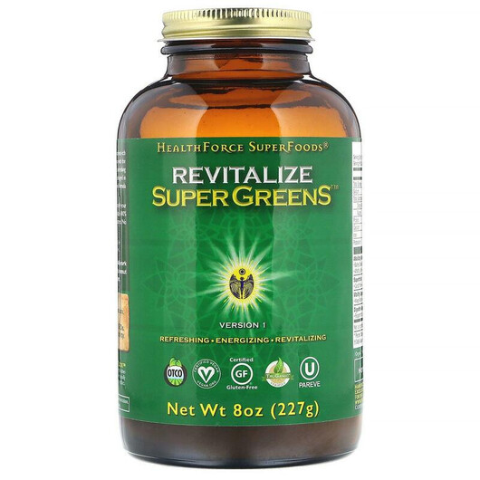 Основне фото товару HealthForce Superfoods, Revitalize Super Greens, Суперфуд, 227 г