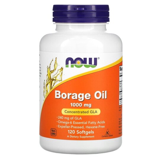 Основное фото товара NOW Foods, Масло Бурачника, Borage Oil GLA 1000 mg, 120 капсул