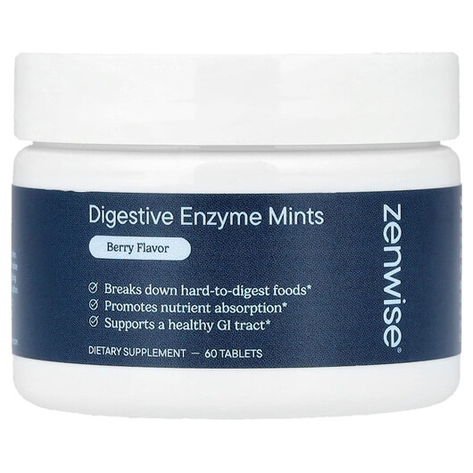 Основне фото товару Digestive Enzyme Mints Berry Основне фото товару Zenwise, Digestive Enzyme Mints Berry, Ферменти, 60 таблеток