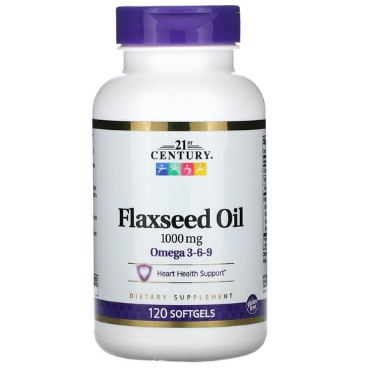 Основное фото товара Flaxseed Oil 1000 mg Основное фото товара 21st Century, Льняное масло 1000 мг, Flaxseed Oil 1000 mg, 120 ка