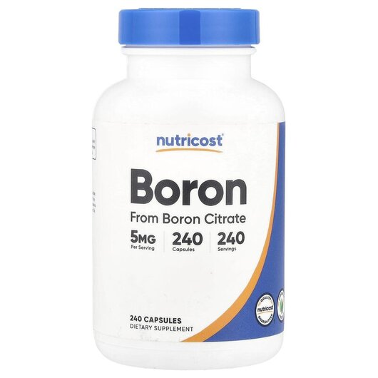 Основне фото товару Nutricost, Boron 5 mg, Бор, 240 капсул