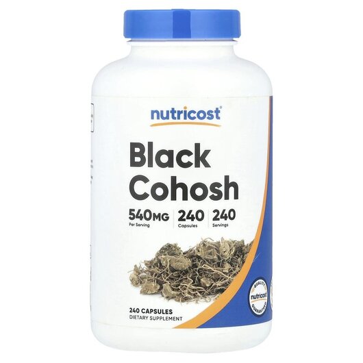 Основне фото товару Black Cohosh 540 mg Основне фото товару Nutricost, Black Cohosh 540 mg, Клопогон кістевидний, 240 капсул