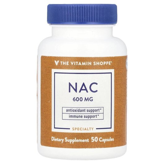 Основне фото товару TheVitaminShoppe, NAC 600 mg, N-ацетилцистеїн, 50 капсул