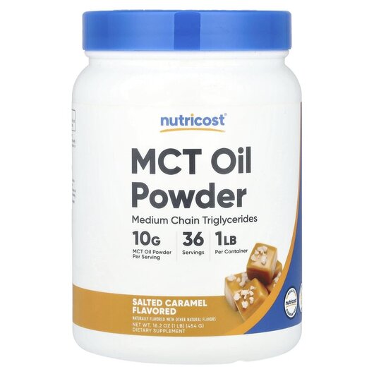 Основное фото товара MCT Oil Powder Salted Caramel Основное фото товара Nutricost, MCT Масло, MCT Oil Powder Salted Caramel, 454 г