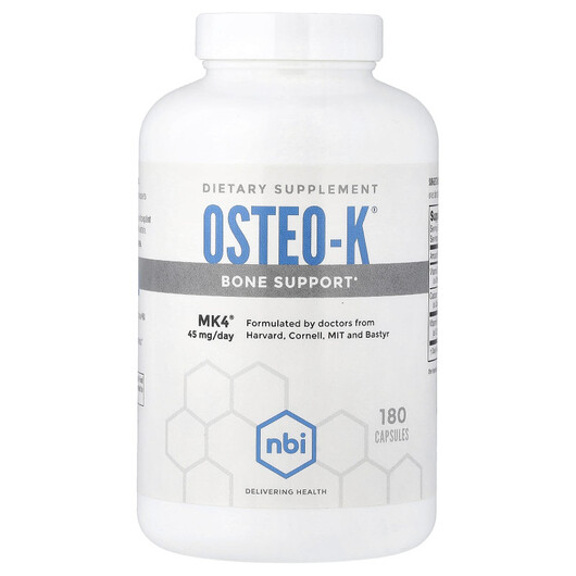 Основне фото товару Osteo-K Bone Support Основне фото товару NBI, Osteo-K Bone Support, Зміцнення кісток, 180 капсул