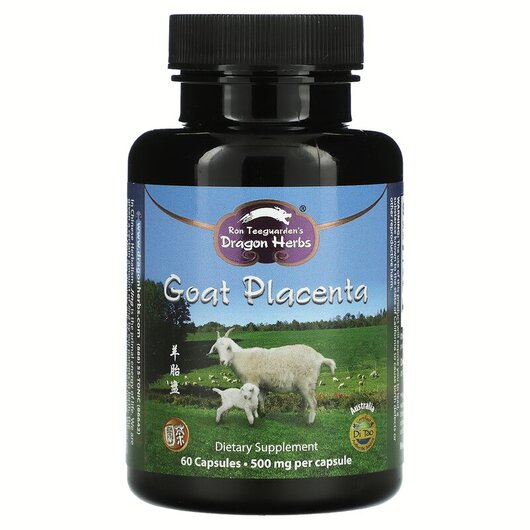 Основне фото товару Dragon Herbs, Goat Placenta 500 mg, Козяча плацента 500 мг, 60 ка