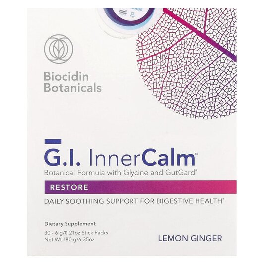 Основне фото товару Biocidin Botanicals, G.I. Inner Calm, Підтримка кишківника, 30 шт