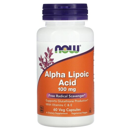 Основне фото товару Alpha Lipoic Acid 100 mg Основне фото товару NOW Foods, Alpha Lipoic Acid 100 mg, Альфа-ліпоєва, 60 капсул