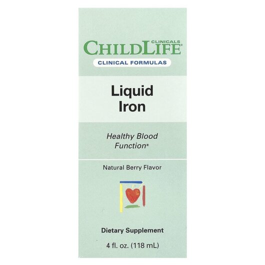 Основное фото товара Childlife Clinicals, Железо, Liquid Iron 10 ml Natural Berry, 118