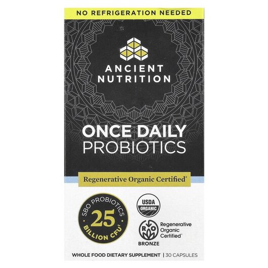 Основне фото товару Once Daily Probiotics Основне фото товару Ancient Nutrition, Once Daily Probiotics, Пробіотики, 30 капсул