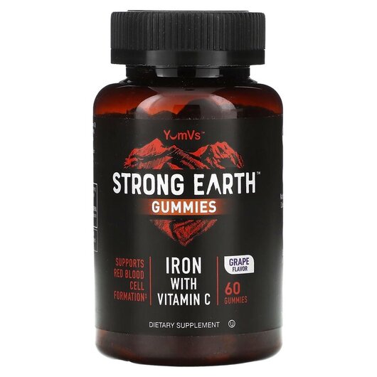 Основное фото товара Витамин C, Strong Earth Gummies Iron with Vitamin C Grape, 60 таб