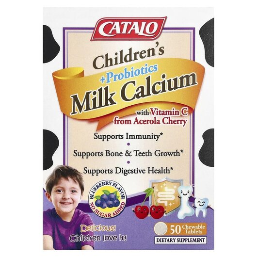 Основне фото товару CATALO, Children's Milk Calcium + Probiotics, Кальцій, 50 та
