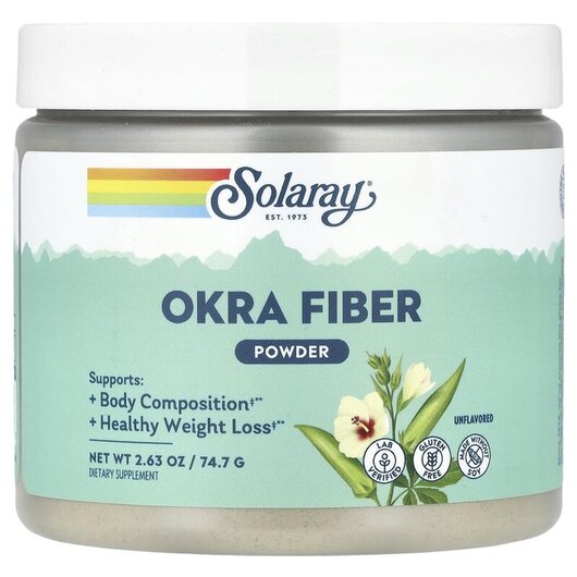 Основное фото товара Solaray, Конфеты с клетчаткой, Okra Fiber Powder Unflavored, 74.7