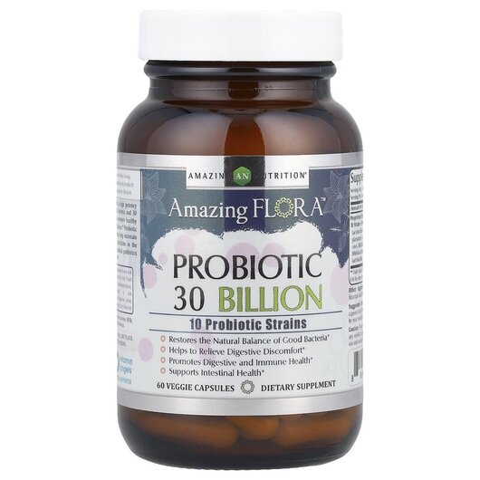 Основное фото товара Amazing Flora Probiotic 30 Billion CFU Основное фото товара Пробиотики, Amazing Flora Probiotic 30 Billion CFU, 60 капсул