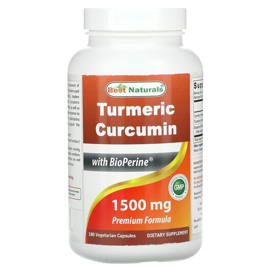 Основное фото товара Best Naturals, Куркумин, Turmeric Curcumin 1500 mg, 180 капсул