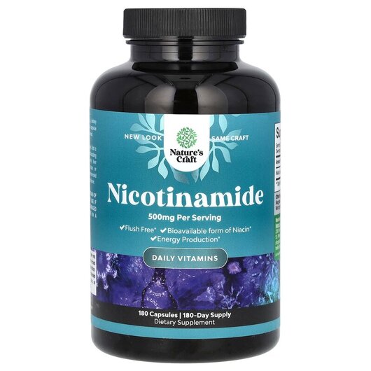 Основне фото товару Nature's Craft, Nicotinamide 500 mg, Нікотинамід НАД+, 180 к