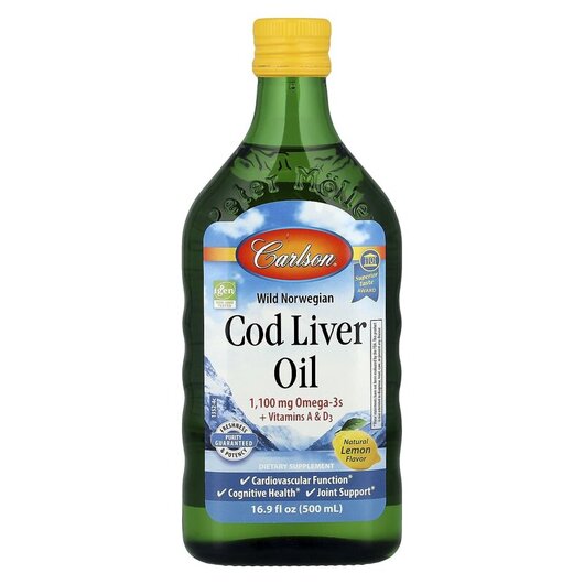 Основне фото товару Wild Norwegian Cod Liver Oil Natural Lemon Основне фото товару Wild Norwegian Cod Liver Oil Natural Lemon, Олія печінки тріски,
