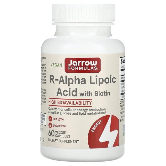 Основное фото товара R-альфа липоевая + биотин, R-Alpha Lipoic + Biotin, 60 капсул