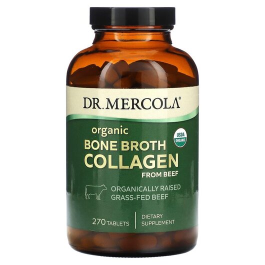 Основне фото товару Organic Bone Broth Collagen from Beef, Колаген, 270 таблеток