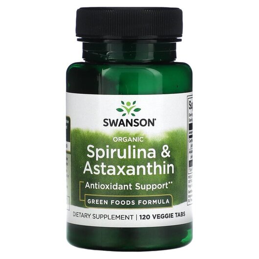Основне фото товару Organic Spirulina & Astaxanthin Основне фото товару Swanson, Organic Spirulina & Astaxanthin, Спіруліна, 120 табл
