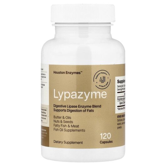 Основное фото товара Lypazyme Enzymes for Fat Digestion Основное фото товара Houston Enzymes, Ферменты, Lypazyme, 120 капсул